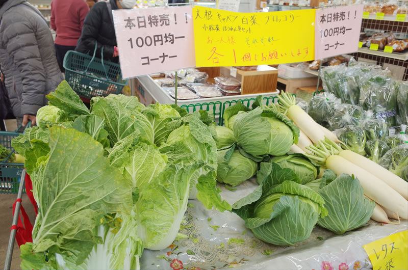 白菜やキャベツも100円