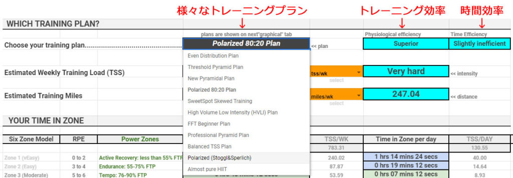 ドロップダウンからトレーニングプランを選択