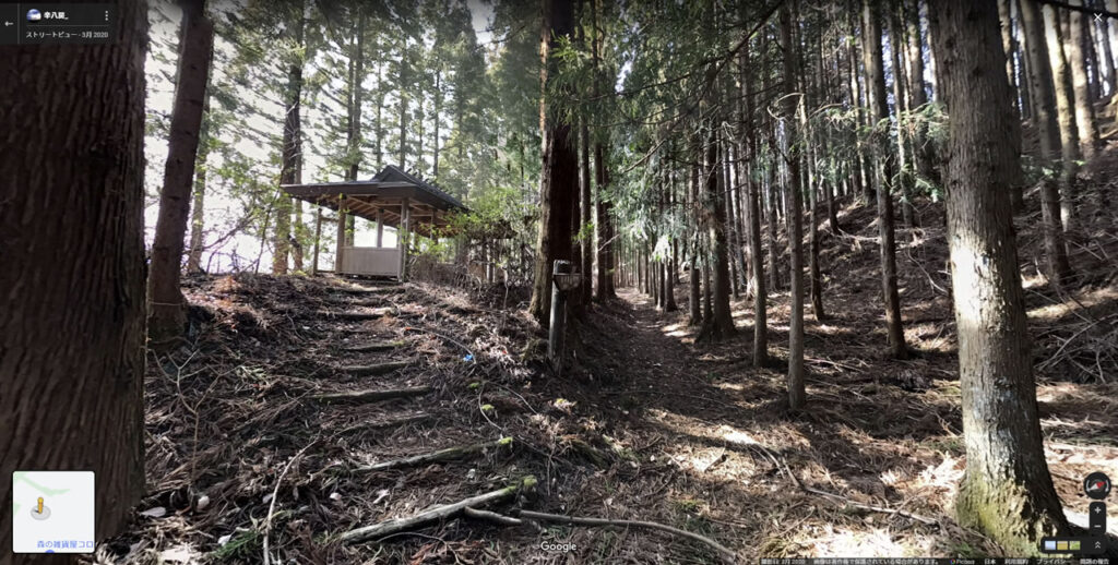 旧中山道、マウンテンバイクなら走れそうな路面に見える（グーグルマップより）