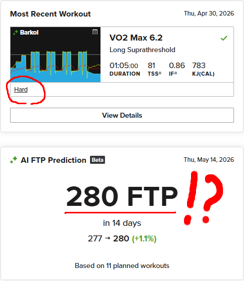 Hardにしたら280Wに