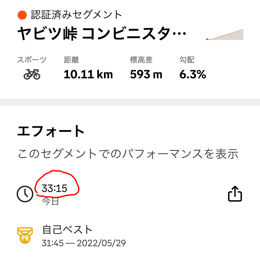 33分15秒は紛れもないTCRのベストタイム