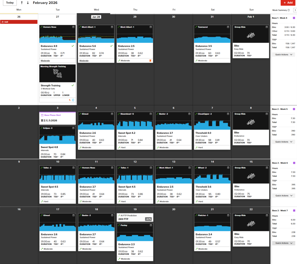 2月のトレーニングスケジュールを読んでもらいました