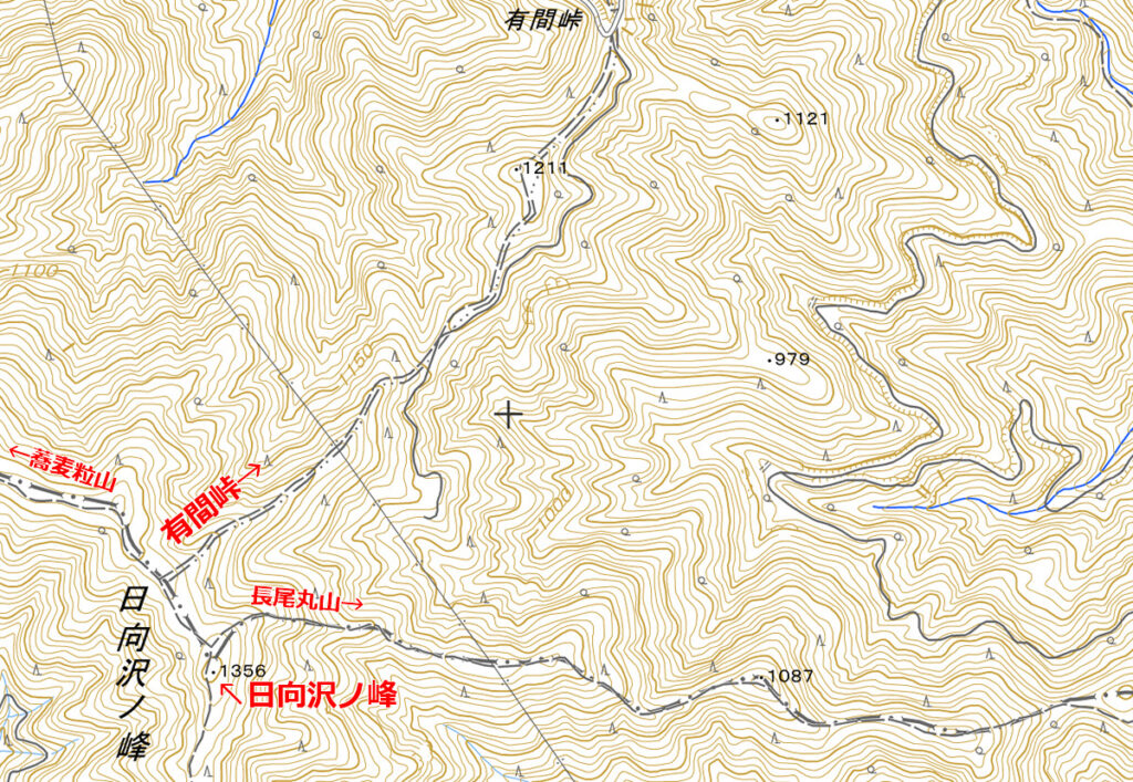 有間峠の分岐に注意