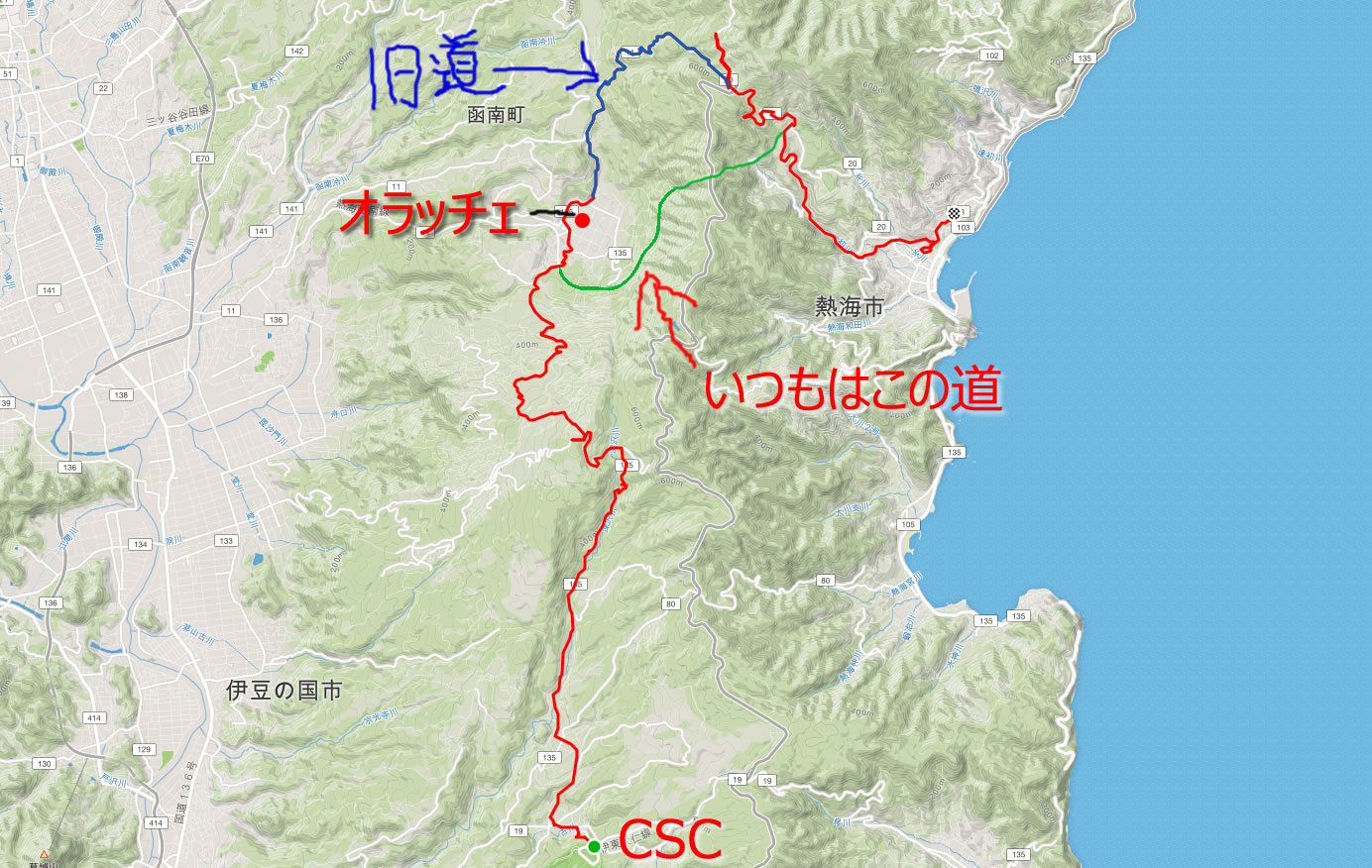 熱海函南線（旧道）は交通量が多い県道11号線を避けるナイスルート
