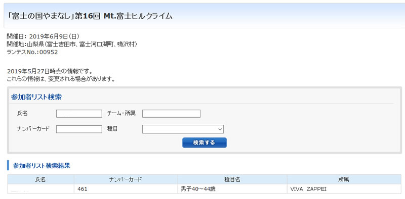 参加者リストから自分の出走ウェーブを確認しよう