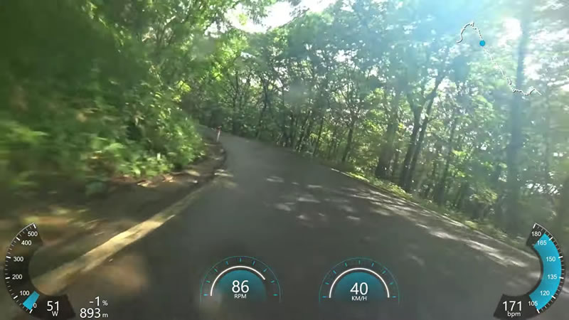 ヒルクライムで時速40km超(＠_＠;)