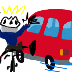 事故再現イメージ①(車が急左折)