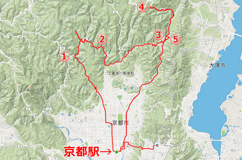 京都サイクリングのルート