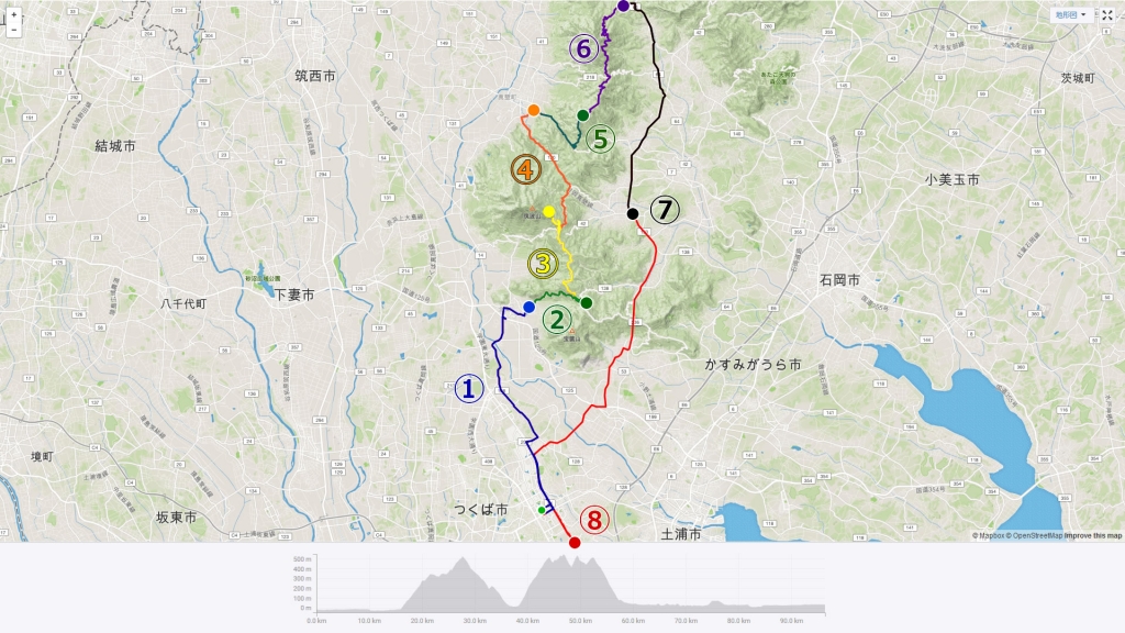 初めての筑波山満喫ルート。前半は①～③までをご紹介。