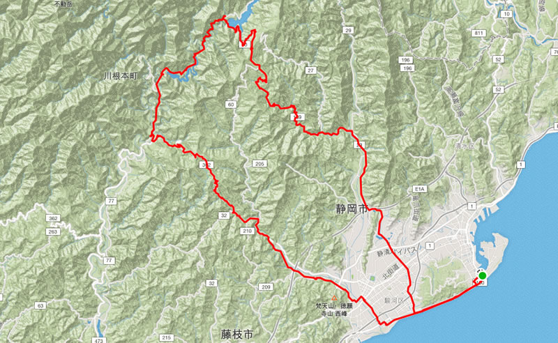 これ（ほぼ）静岡市な140km、2,000mのルート