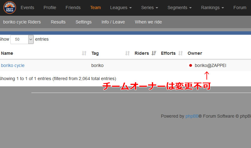チームオーナーは変更できないので注意 