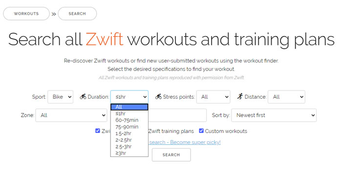 ズイフトのワークアウトを検索するなら「What's on Zwift?」が便利